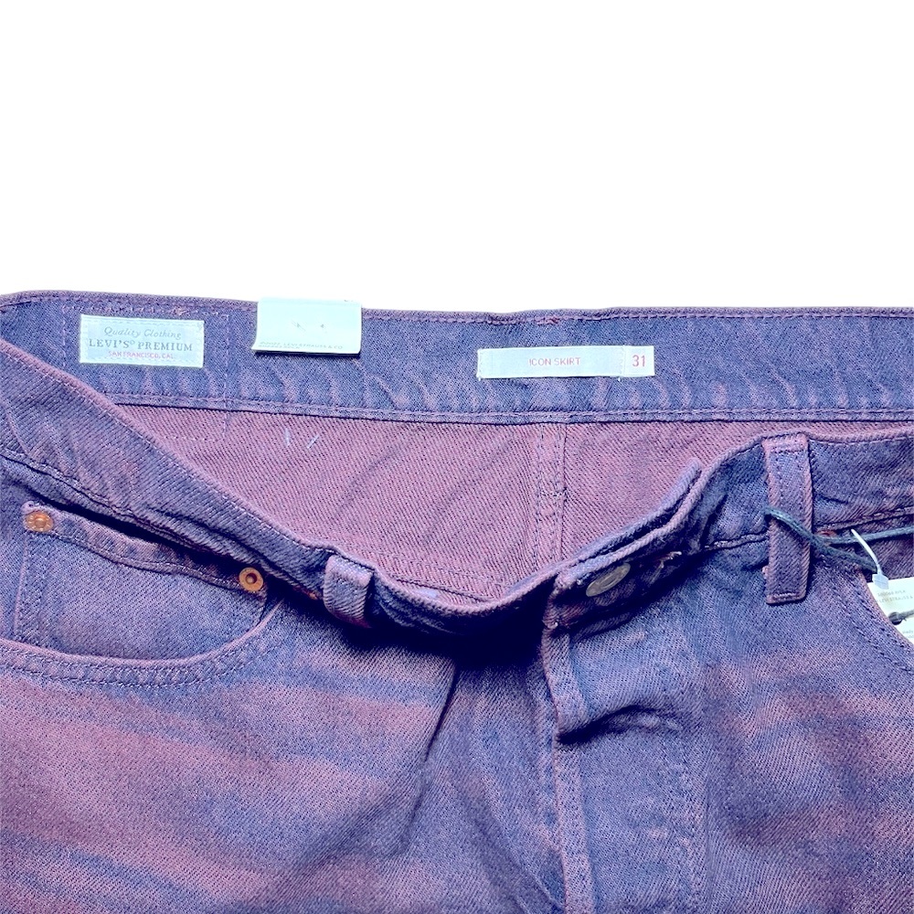 Levi's Denim Purple Burgundy Icon Raw Hem Skirt Size: 31/9 - Picture 3 of 7